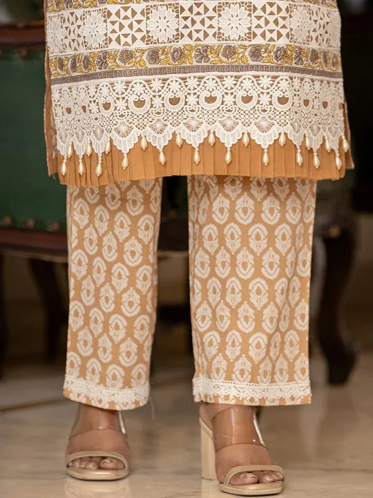 Floral Printed Regular Pure Cotton Kurta with Trousers & With Dupatta