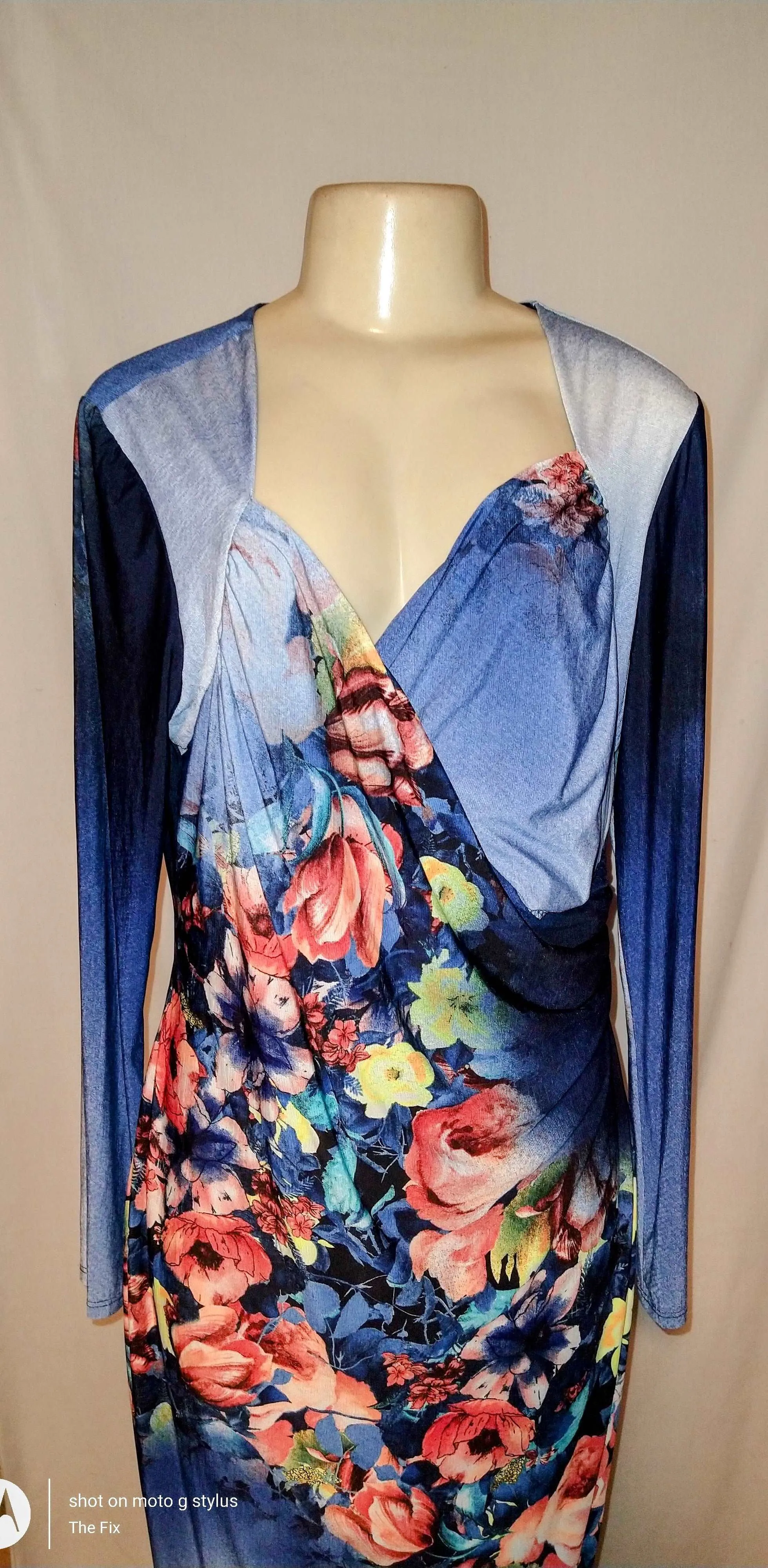 Floral Sweet Blue Bodycon Dress