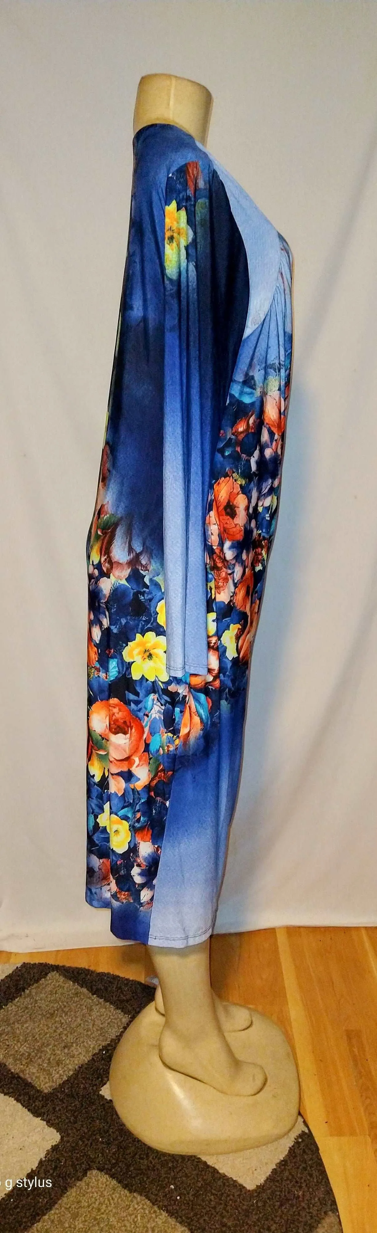 Floral Sweet Blue Bodycon Dress