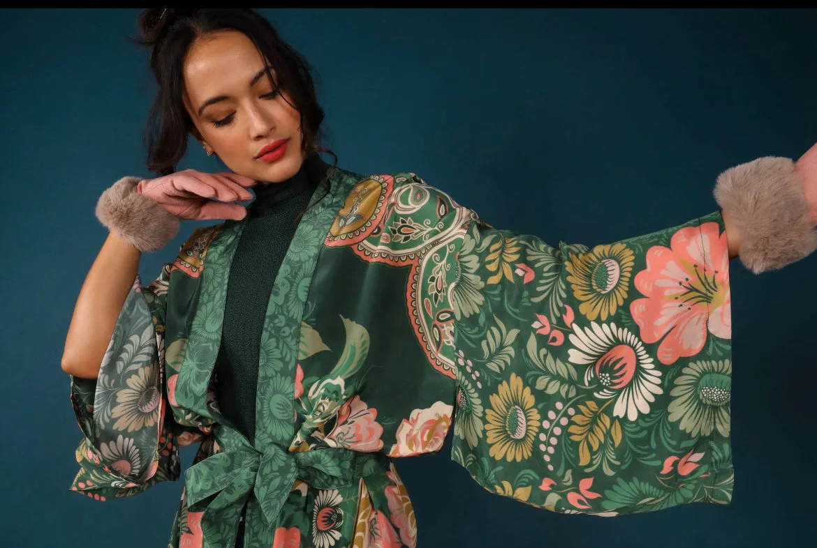 Folk Art Floral Kimono Gown