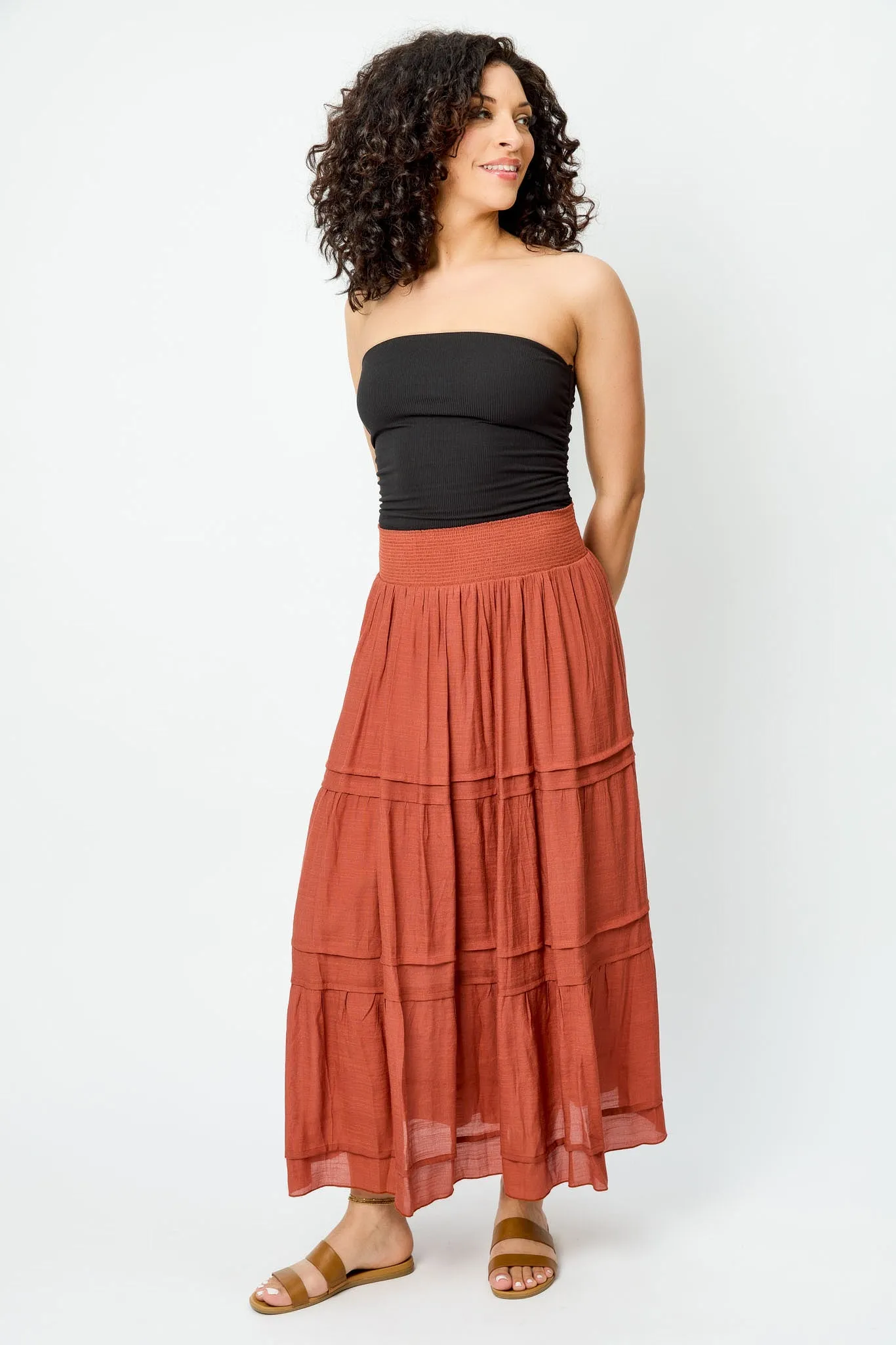 Gauze Tiered Maxi Skirt
