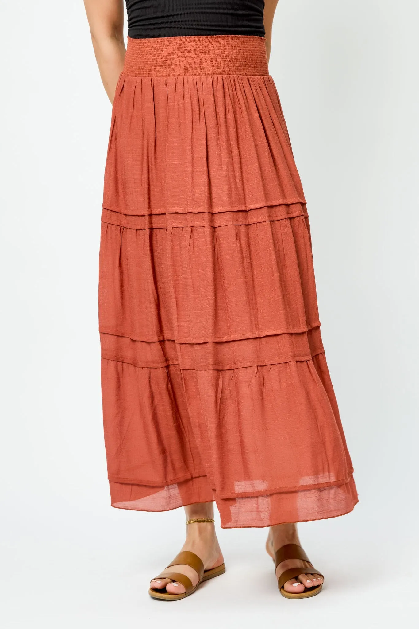 Gauze Tiered Maxi Skirt