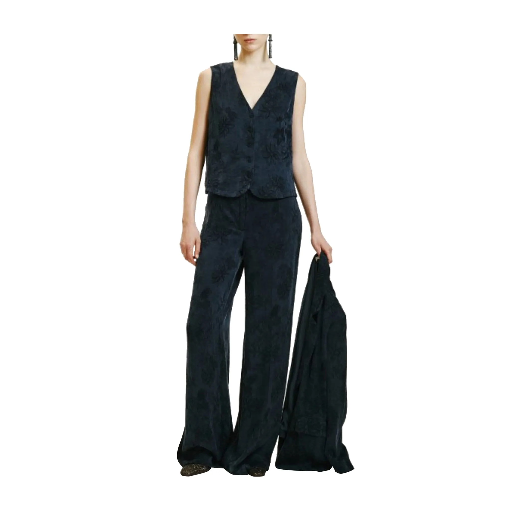 Gilet Donna a fiori Blu