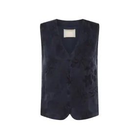 Gilet Donna a fiori Blu