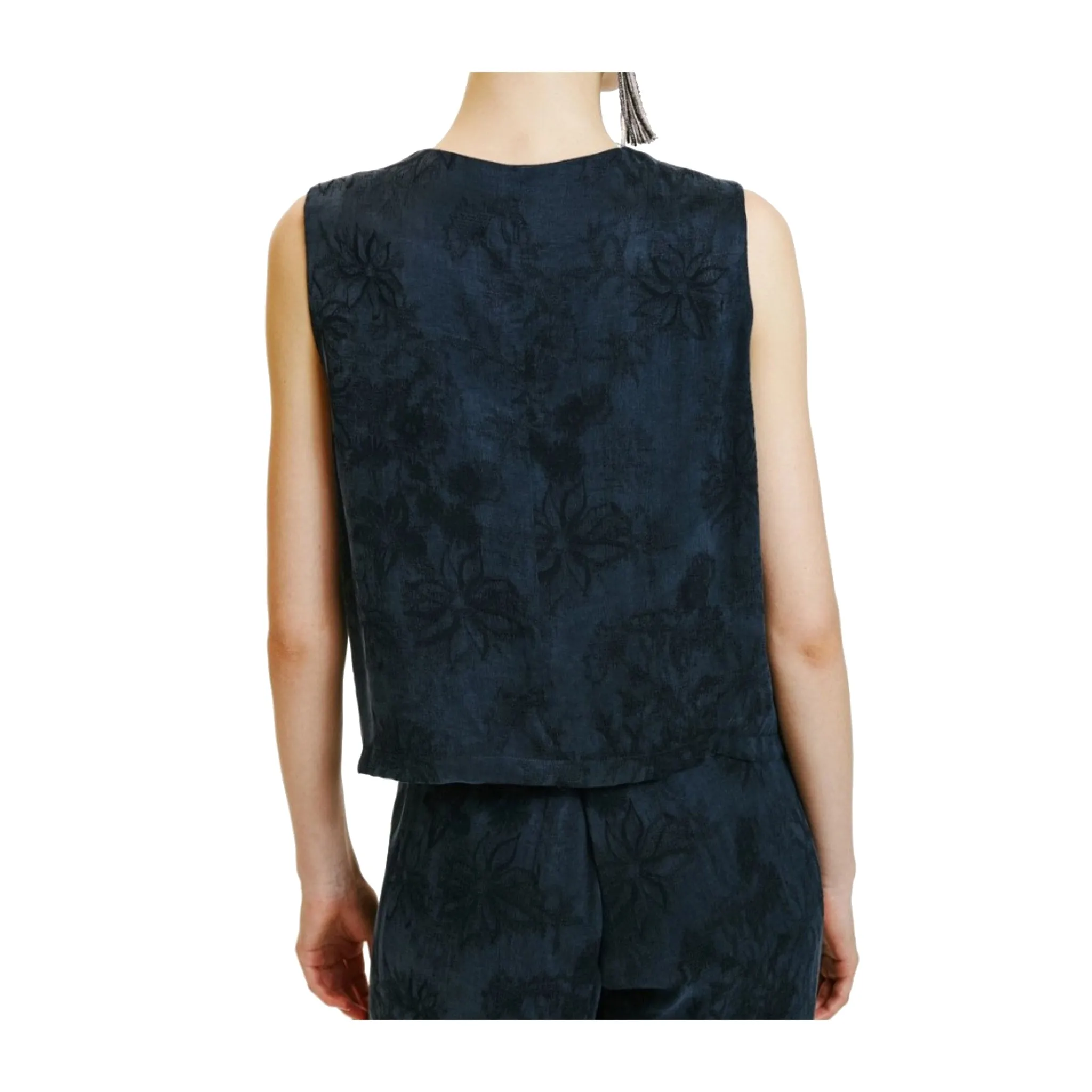Gilet Donna a fiori Blu
