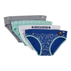 Girl's Printed Nylon Underwear, 4-Pack