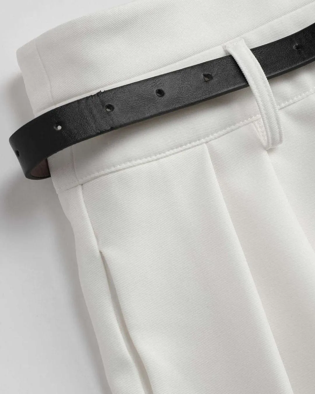 High Waist Pleated Trouser In White