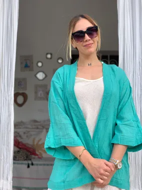 Ibiza boho short kimono 👘 in turquoise