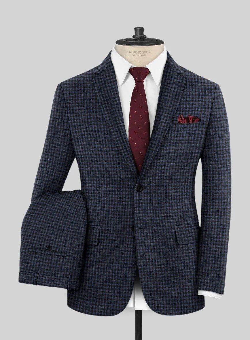 Italian Ervasi Blue Wool Suit
