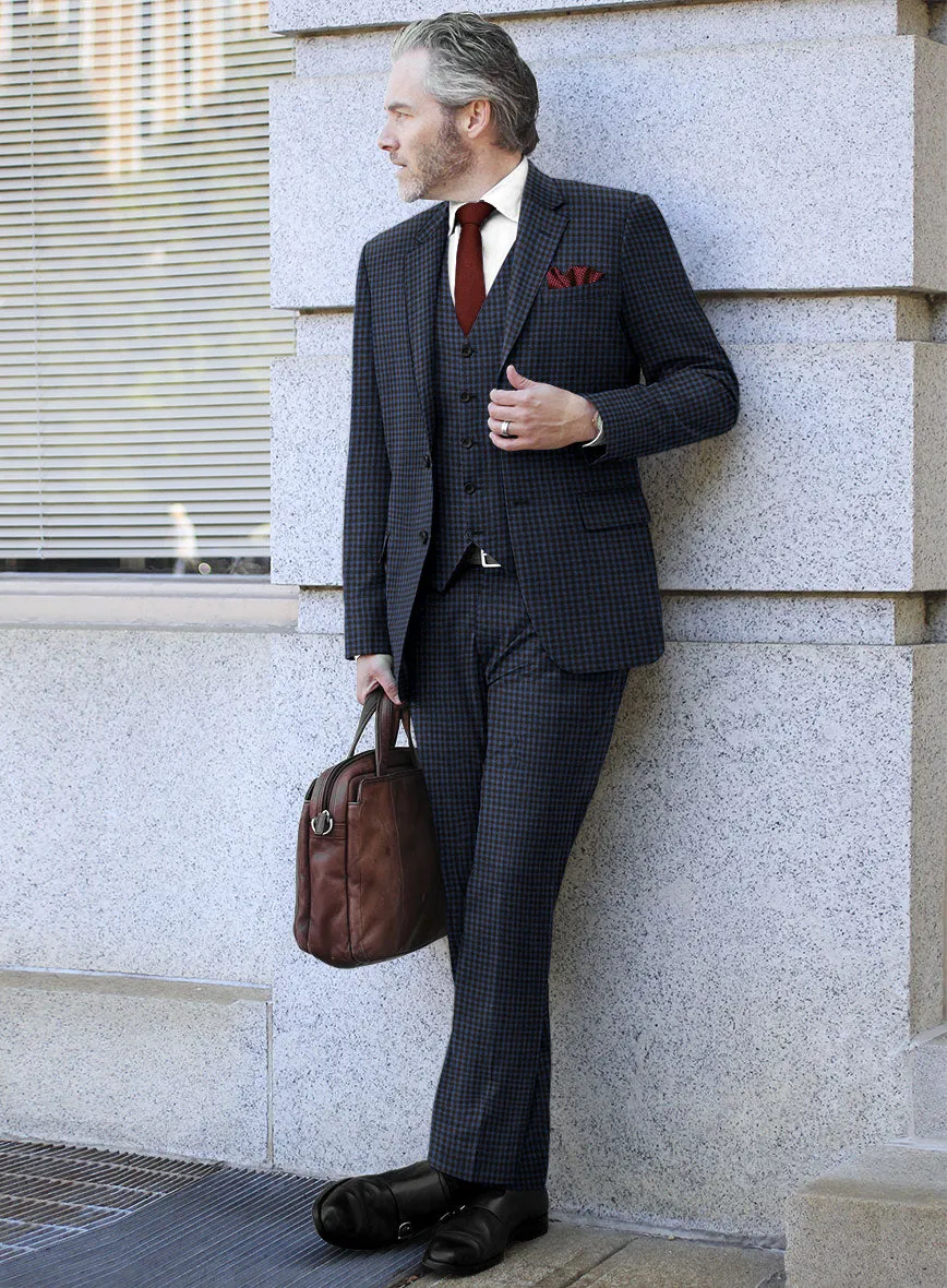 Italian Ervasi Blue Wool Suit