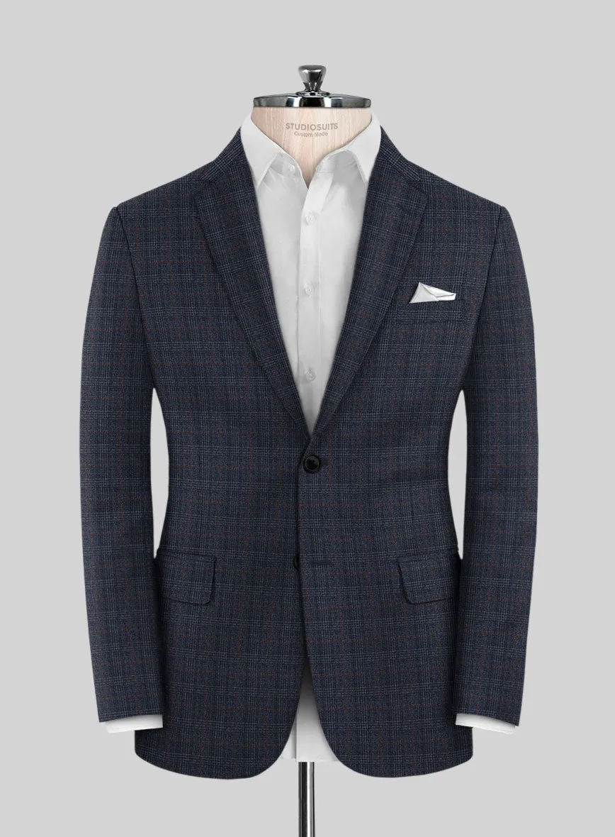 Italian Flick Blue Checks Flannel Suit