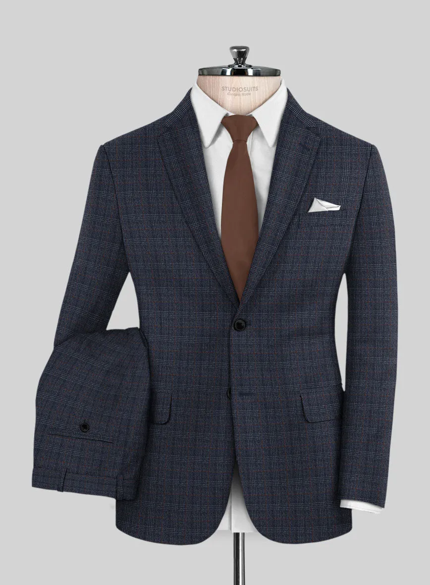 Italian Flick Blue Checks Flannel Suit