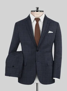 Italian Flick Blue Checks Flannel Suit