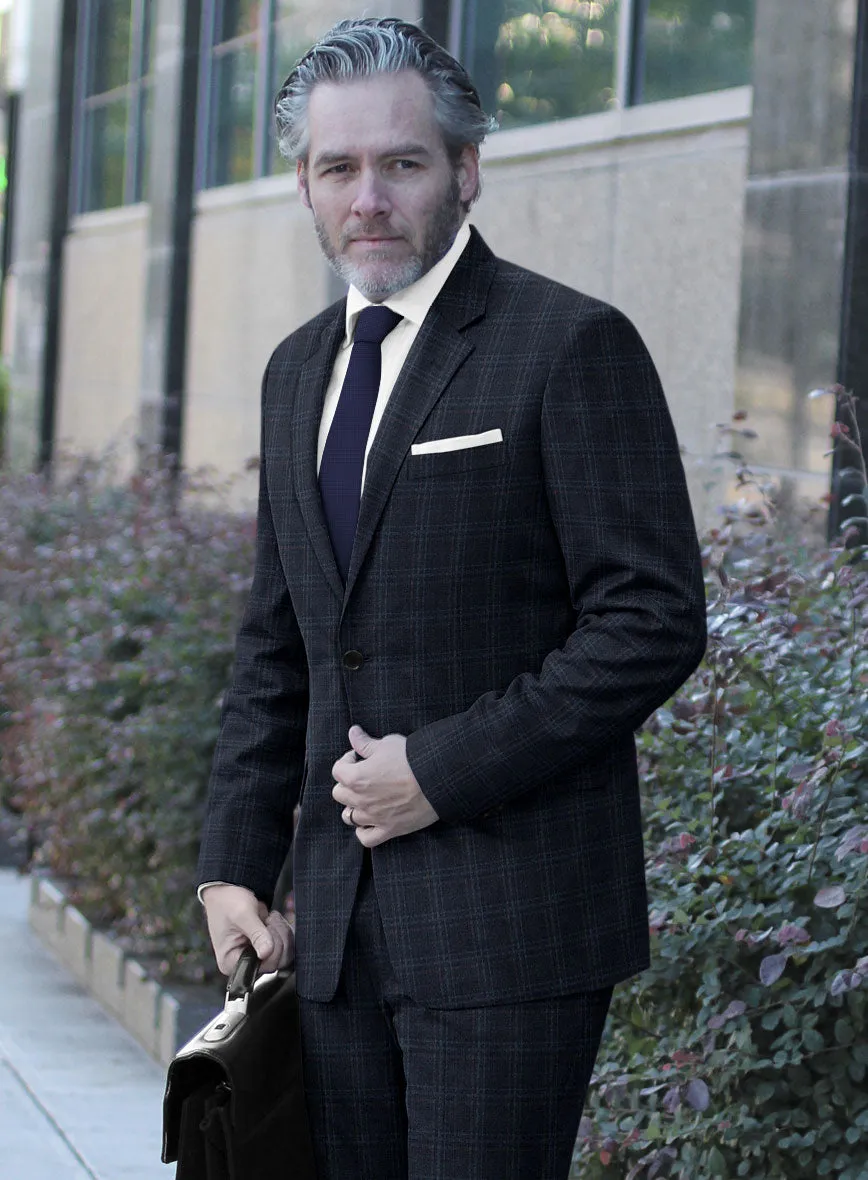 Italian Gaze Blue Checks Flannel Suit