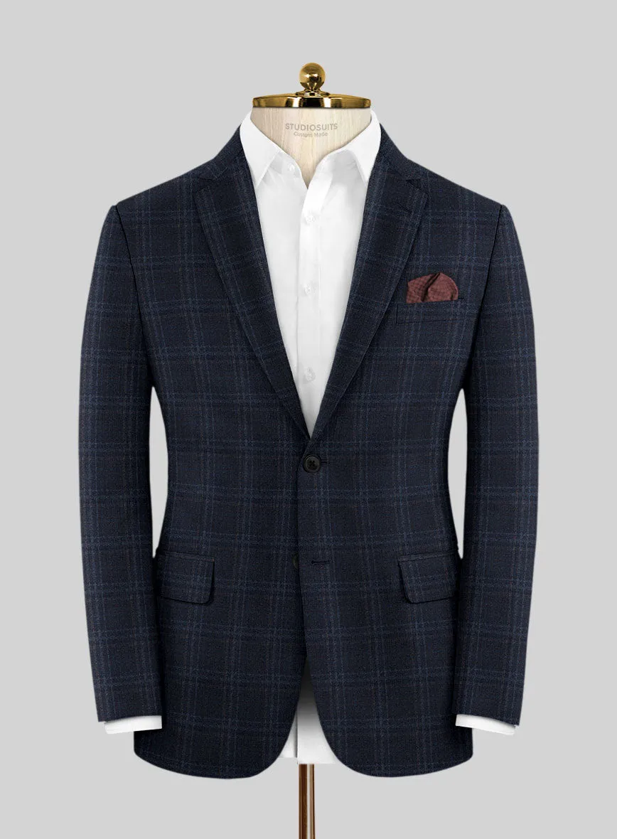 Italian Gaze Blue Checks Flannel Suit