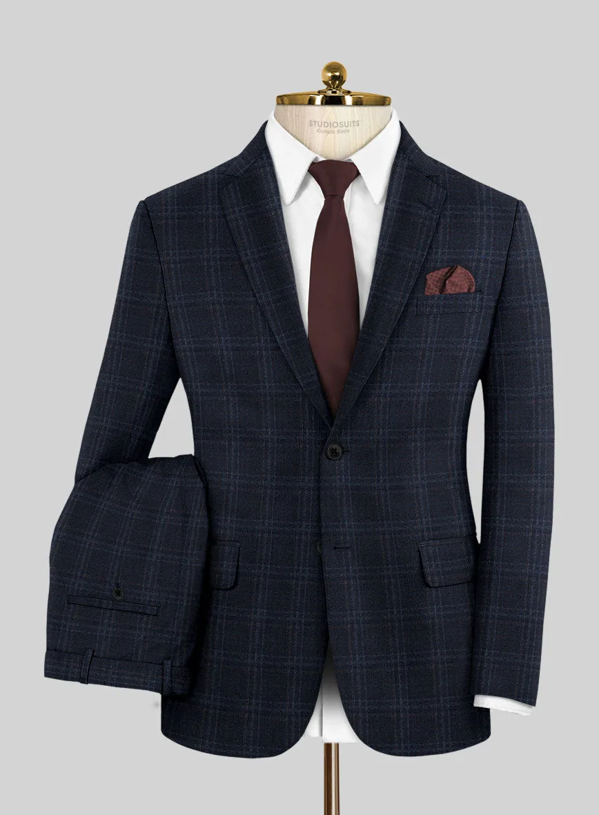 Italian Gaze Blue Checks Flannel Suit