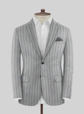 Italian Gray Stripe Cashmere Wool Jacket