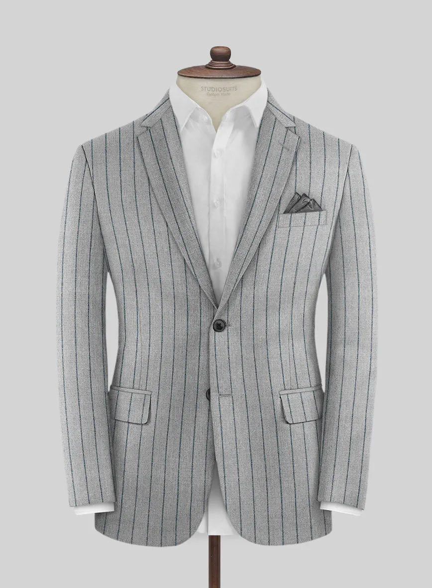 Italian Gray Stripe Cashmere Wool Jacket