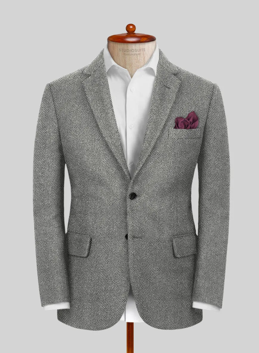Italian Highlander Gray Herringbone Tweed Jacket