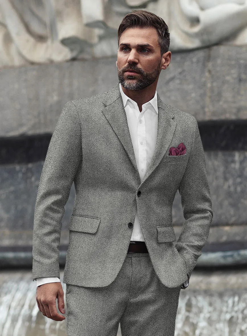 Italian Highlander Gray Herringbone Tweed Jacket