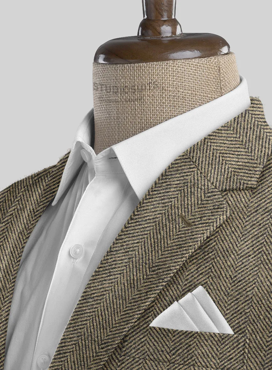 Italian Highlander Stone Beige Herringbone Tweed Jacket