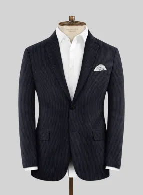 Italian Jague Blue Pinstripe Flannel Jacket