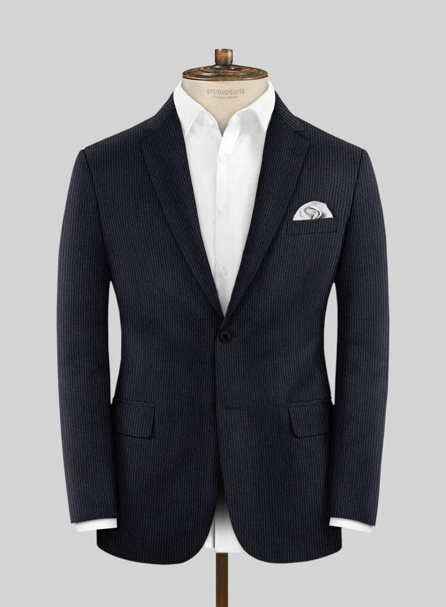 Italian Jague Blue Pinstripe Flannel Jacket