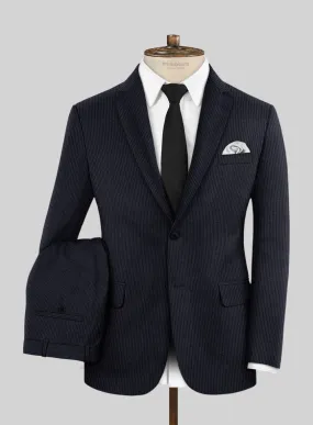 Italian Jague Blue Pinstripe Flannel Suit