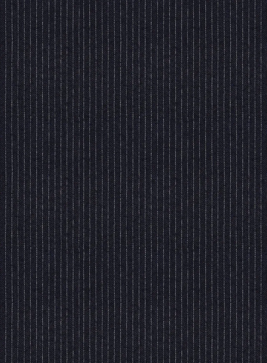 Italian Jague Blue Pinstripe Flannel Suit