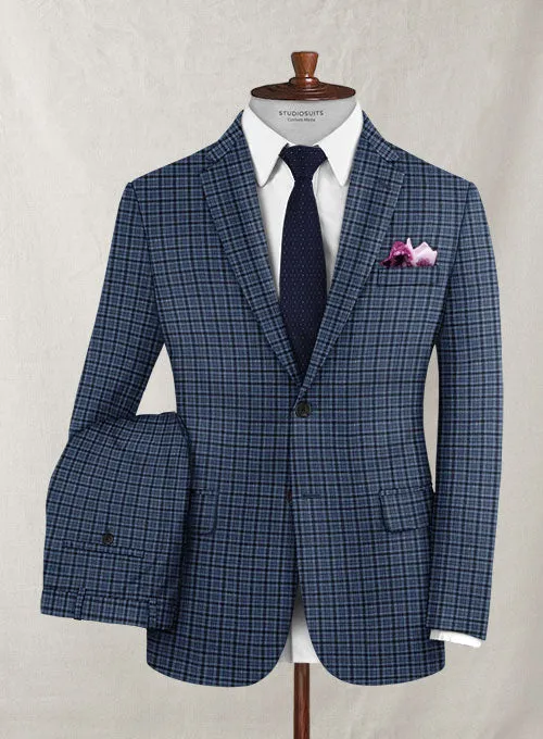 Italian Murano Amila Blue Wool Linen Suit
