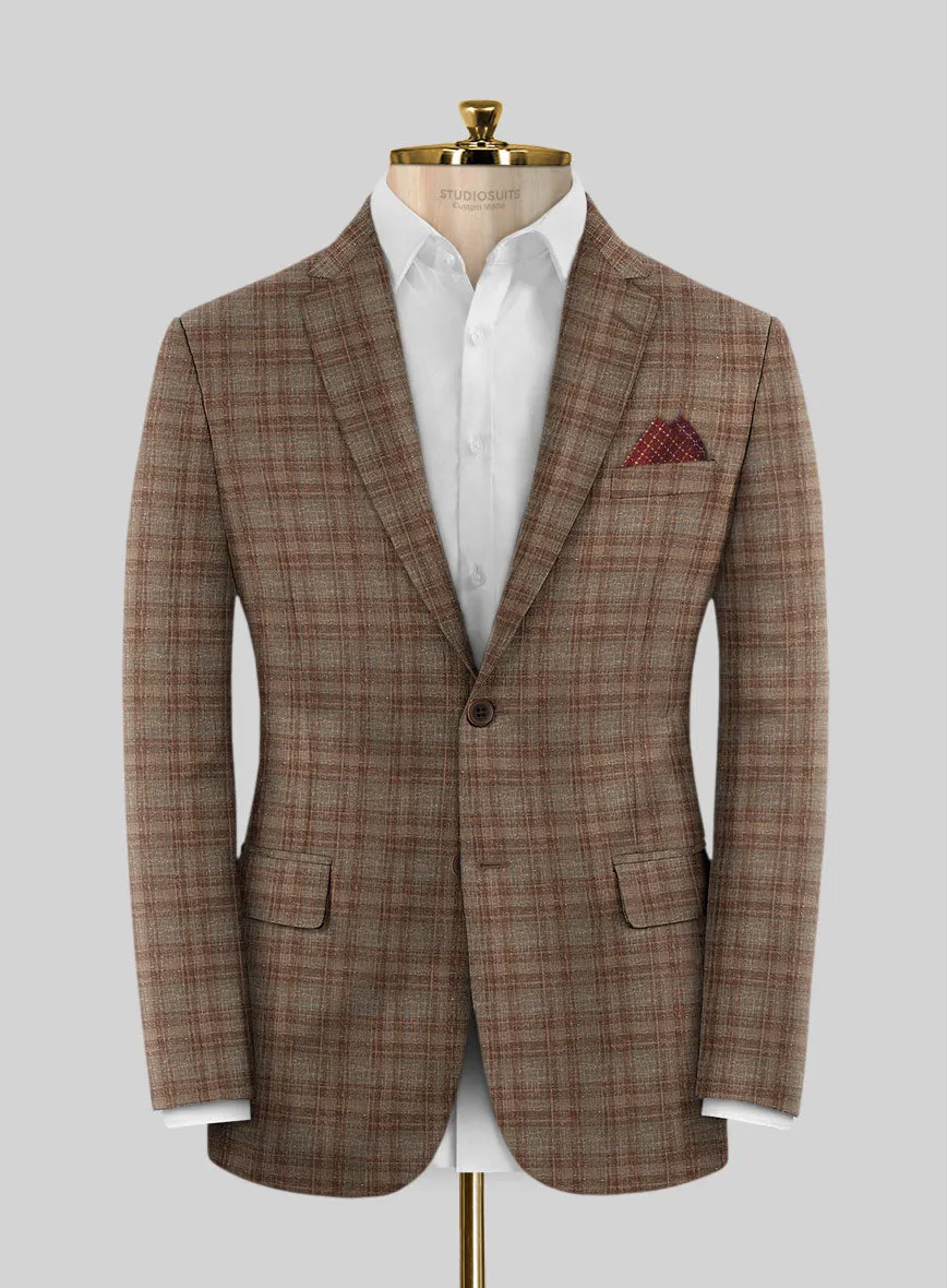Italian Murano Basto Brown Wool Linen Silk Jacket