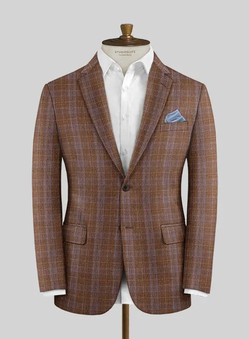 Italian Murano Eduado Brown Wool Linen Jacket