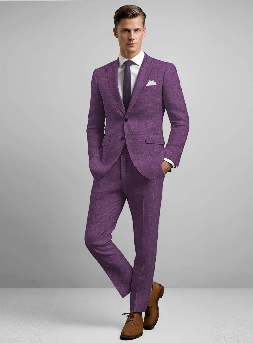 Italian Murano Eggplant Wool Linen Suit