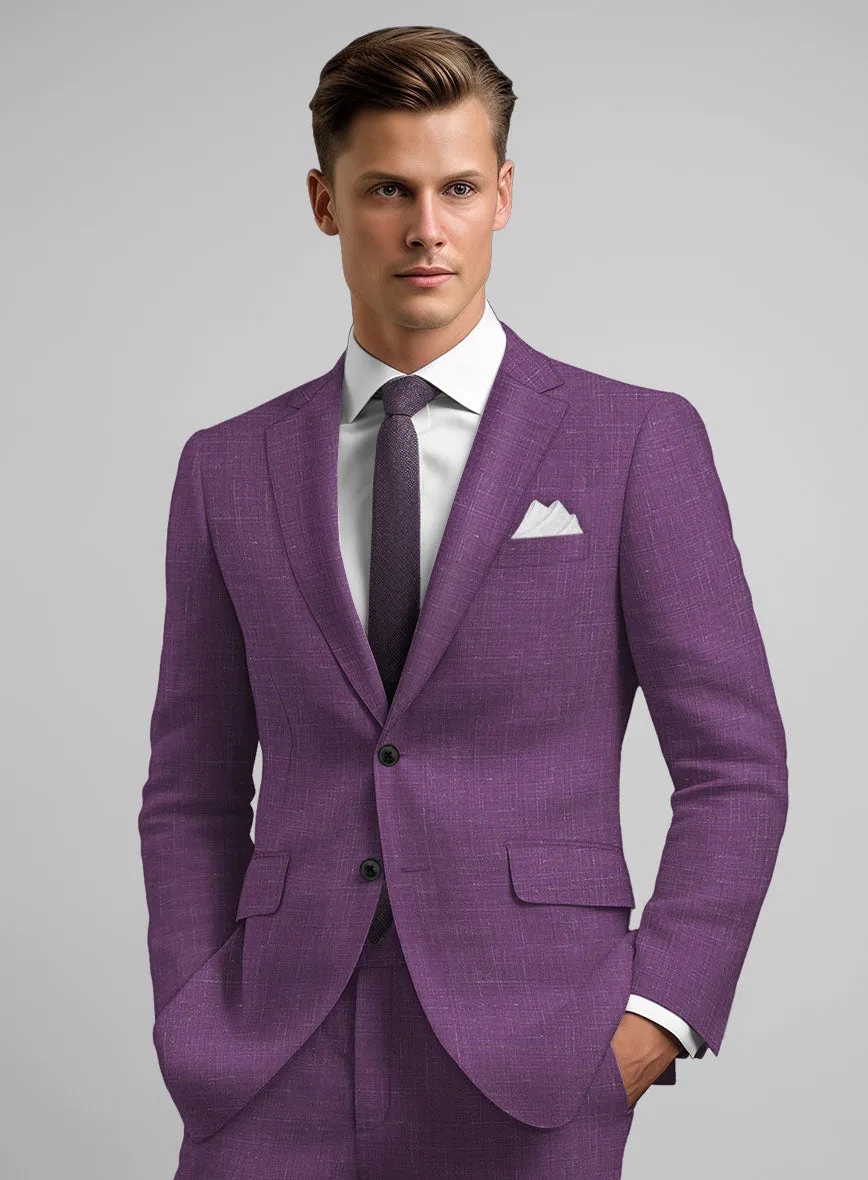Italian Murano Eggplant Wool Linen Suit