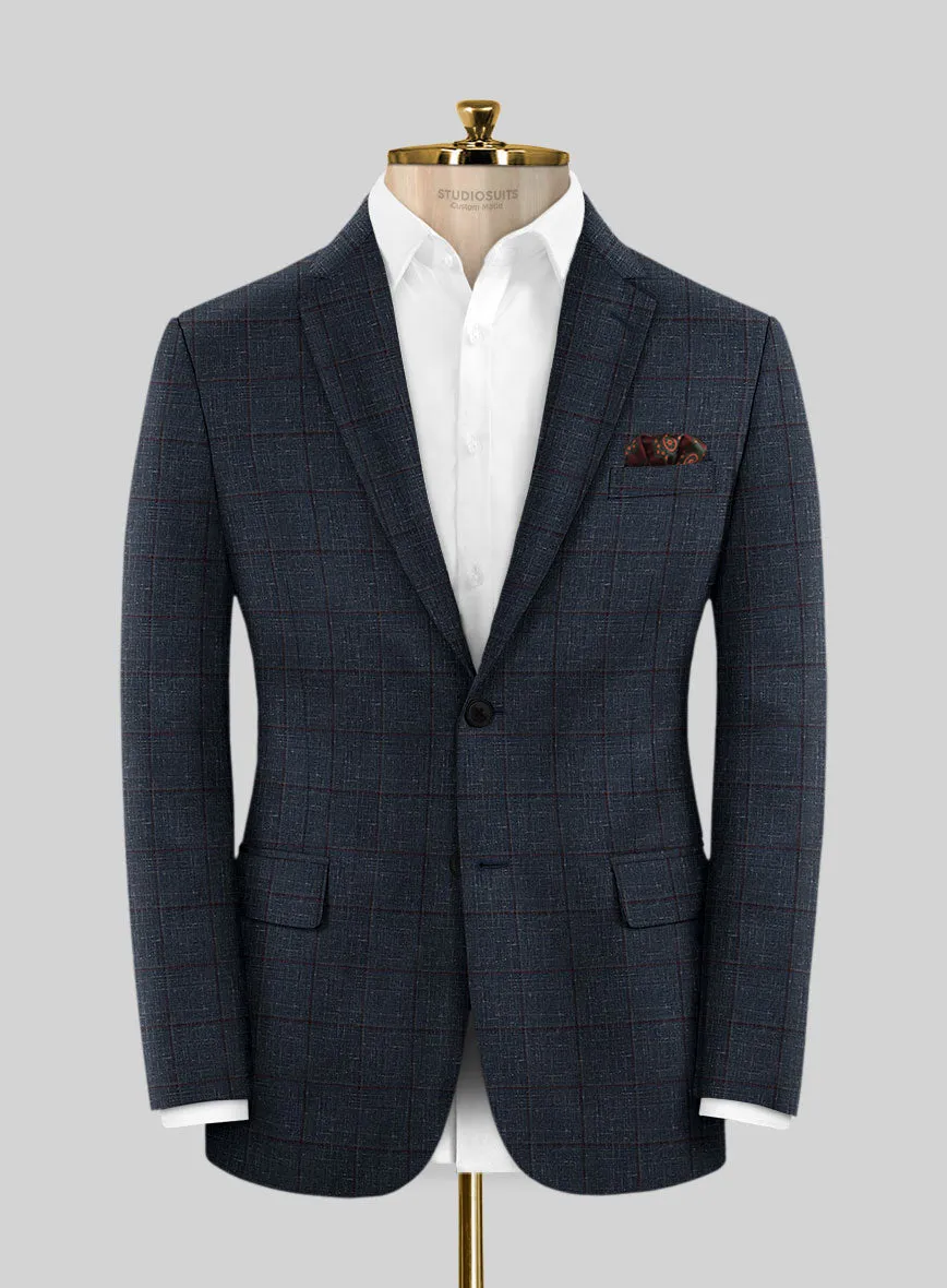 Italian Murano Ili Blue Wool Linen Silk Jacket