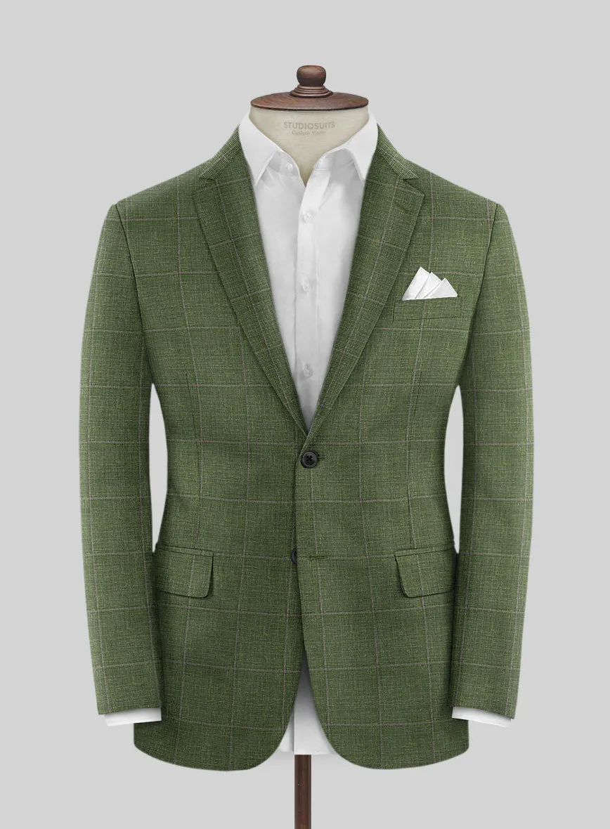 Italian Murano Josaya Green Wool Linen Silk Jacket