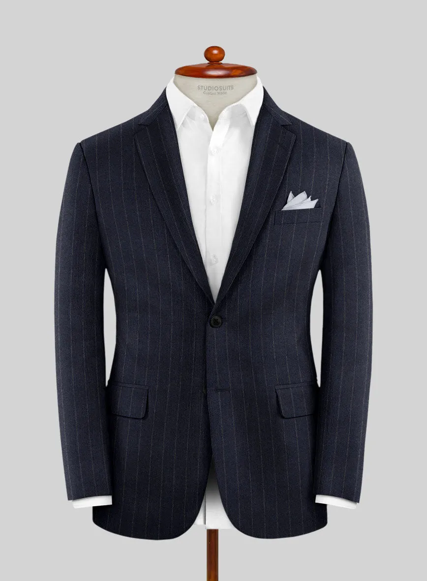 Italian Uben Blue Chalkstripe Flannel Jacket