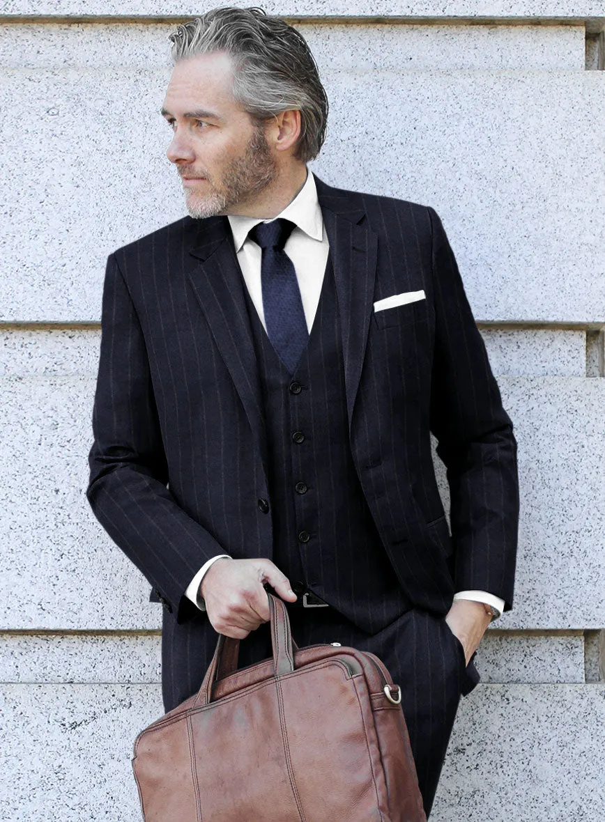 Italian Uben Blue Chalkstripe Flannel Jacket