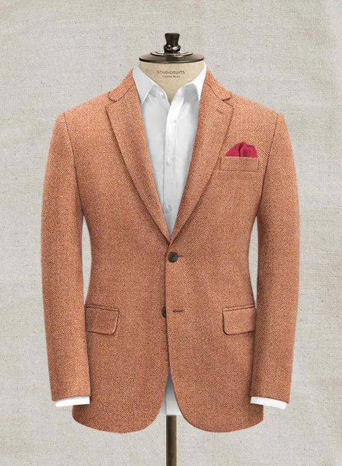 Italian Wide Herringbone Sea Orange Tweed Jacket