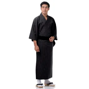 Japanese Black Komainu Yukata Kimono Robe for Men