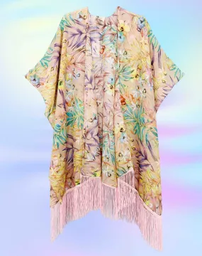 JC083301 Floral Fringe-Detailed Kimono