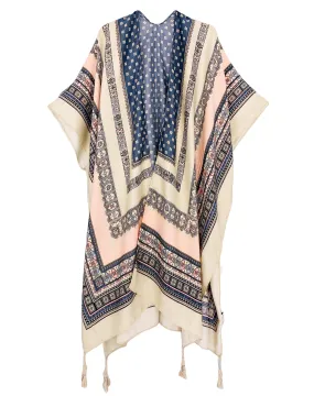 JC083363 Pink-Multi Tassel-Accent Vintage-Accent Kimon
