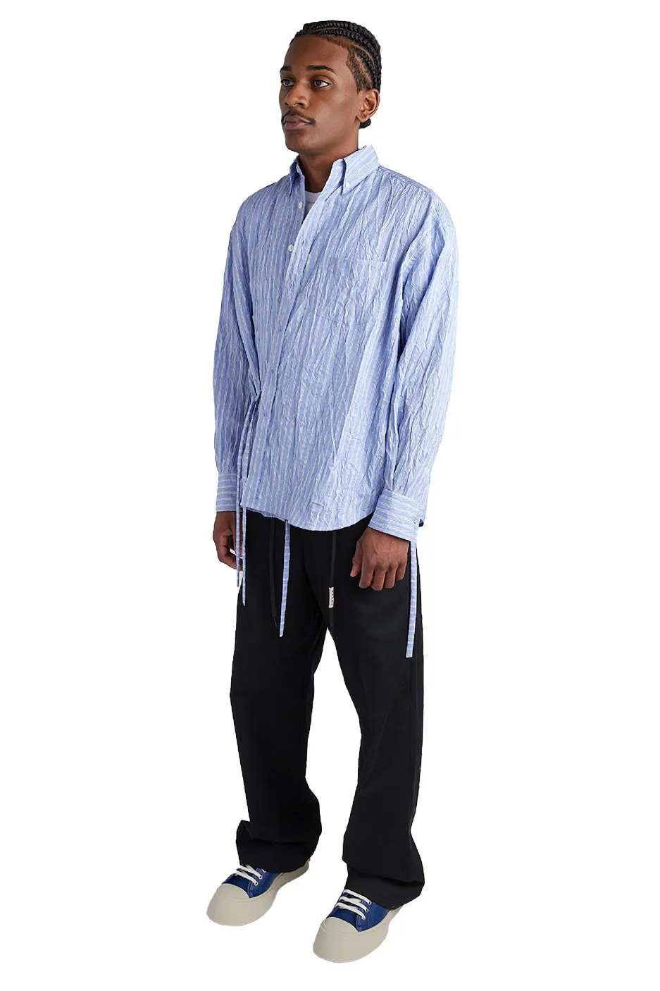 John Elliott Crinkled Kimono Shirt 'Broker Stripe'