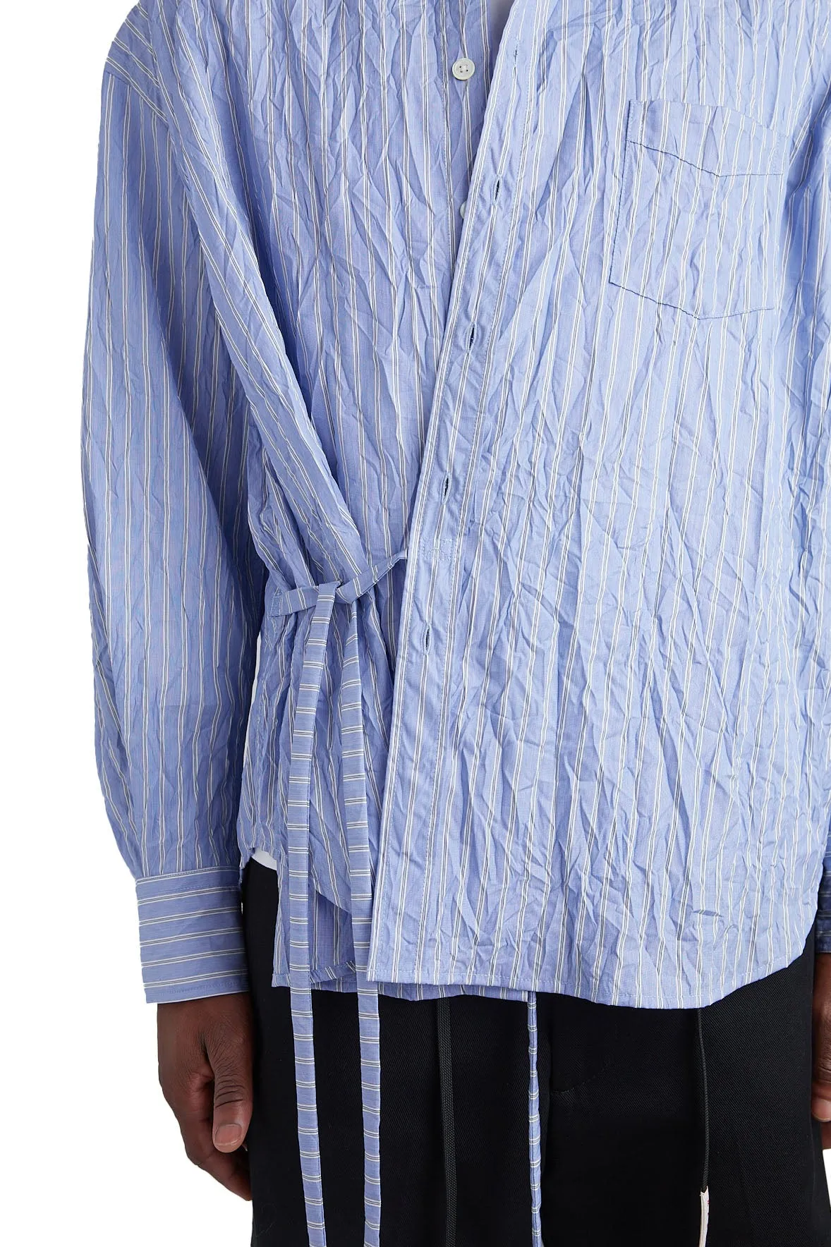 John Elliott Crinkled Kimono Shirt 'Broker Stripe'