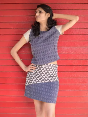 Kaizen Night Puzzle Upcycled Geometric Pencil Skirt