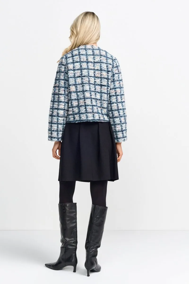 Karierte Bouclé-Jacke mit Knöpfen