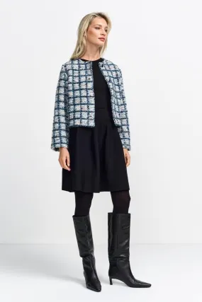 Karierte Bouclé-Jacke mit Knöpfen