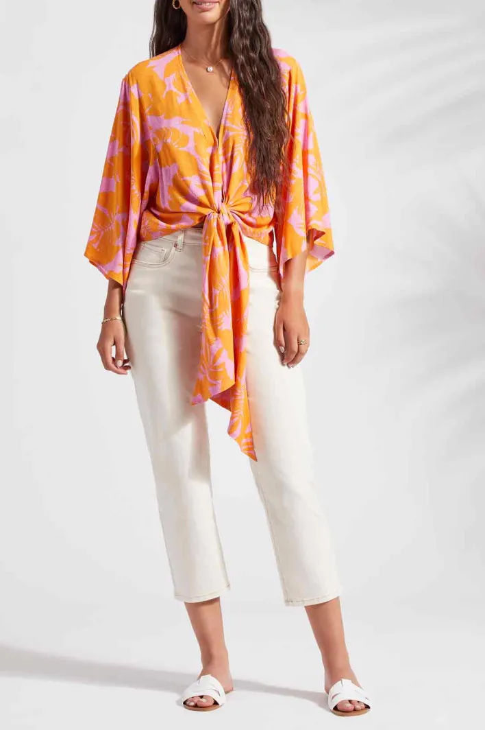 Kimono Top w/ Front Tie - Canary