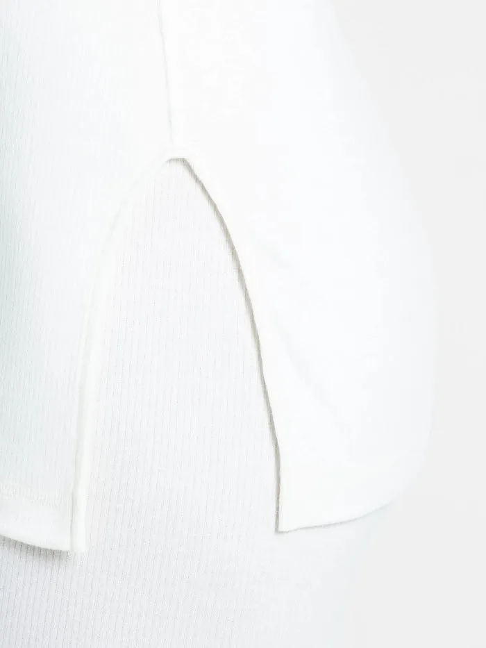 Ladies Off White Thermal 3 quarter Sleeve Top