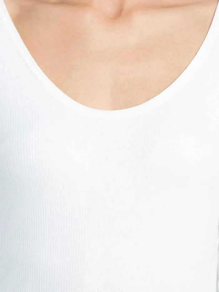 Ladies Off White Thermal 3 quarter Sleeve Top